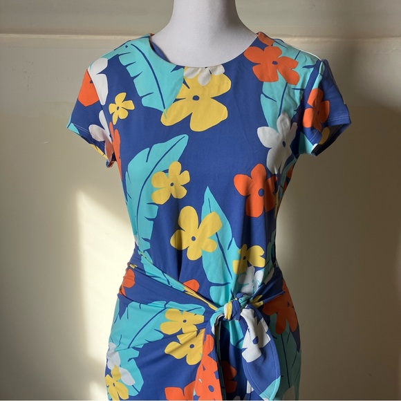 J.Mclaughlin Havana Catalina Blue Floral Faux Wrap Dress size XS - Picture 3 of 9